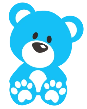Adorable Blue Teddy Bear Clipart - Cute Cartoon Style Digital Illustration