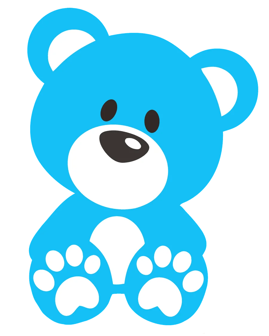 Adorable Blue Teddy Bear Clipart - Cute Cartoon Style Digital Illustration