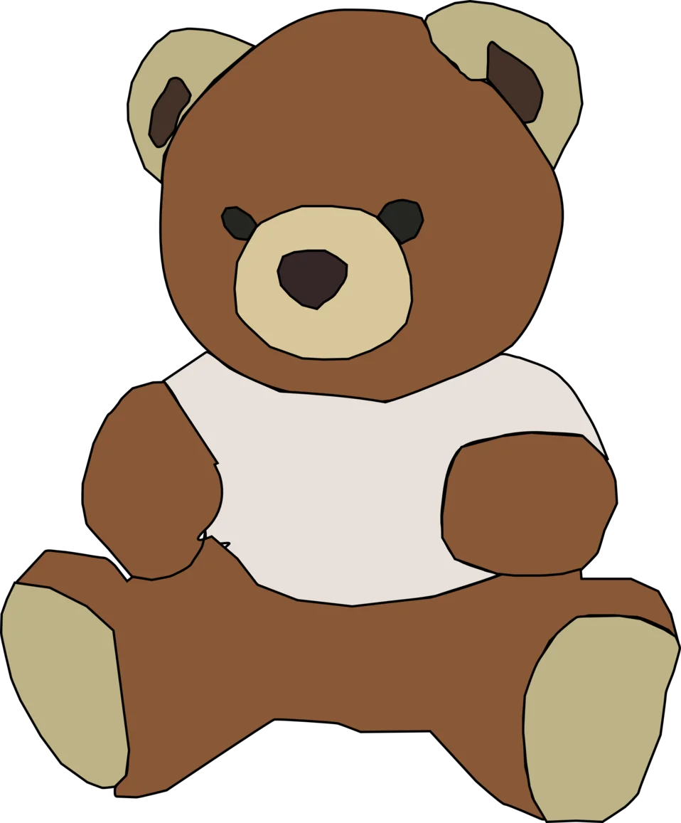 Adorable Brown and Cream Teddy Bear Soft Plush Clipart Design