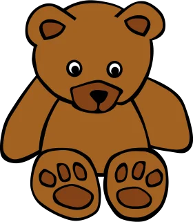 Adorable Brown Teddy Bear Clipart with Gentle Expression and Plump Paws
