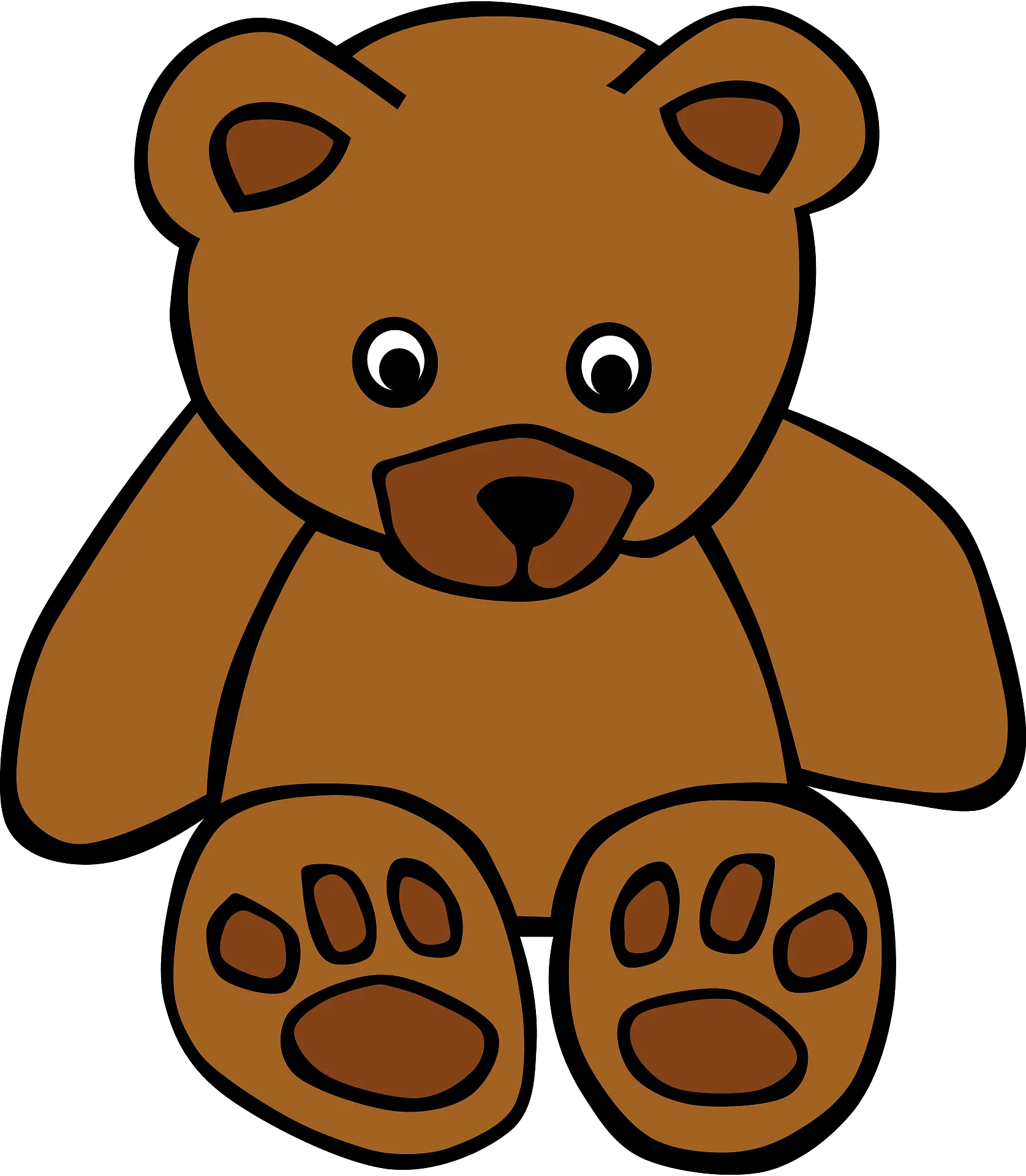 Adorable Brown Teddy Bear Clipart with Gentle Expression and Plump Paws