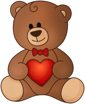 Adorable Brown Teddy Bear Holding Red Heart Clipart - Cute Valentine's Day Illustration