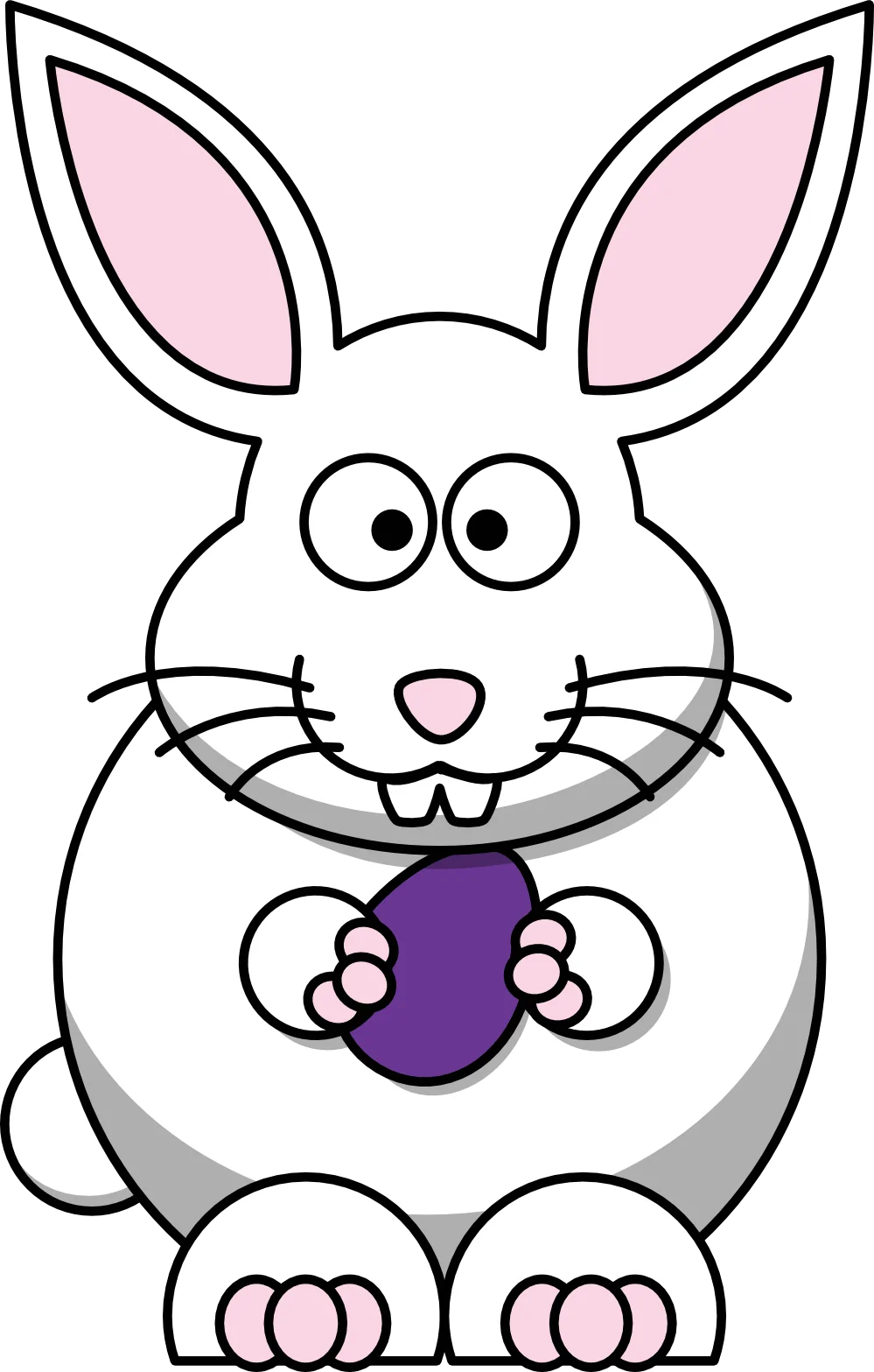 Adorable Cartoon Easter Bunny Holding Purple Egg Clipart Illustration