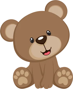 Adorable Chubby Brown Teddy Bear Sitting Cute Cartoon Clipart Illustration