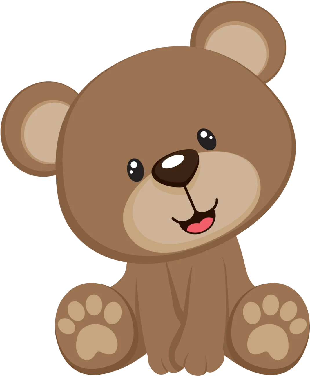 Adorable Chubby Brown Teddy Bear Sitting Cute Cartoon Clipart Illustration