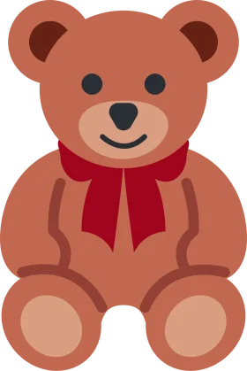 Adorable Classic Teddy Bear Clipart with Charming Red Bow Accessory