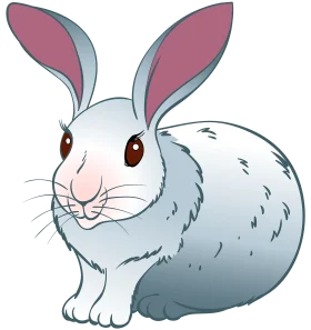 Adorable Fluffy White and Gray Rabbit Clipart Illustration for Kids and Decor