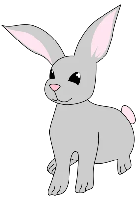 Adorable Gray and Pink Bunny Rabbit Simple Cartoon Clipart Illustration