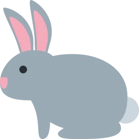 Adorable Gray and Pink Rabbit Clipart Illustration for Cute Design Projects