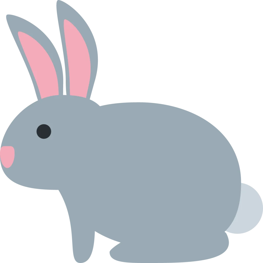 Adorable Gray and Pink Rabbit Clipart Illustration for Cute Design Projects