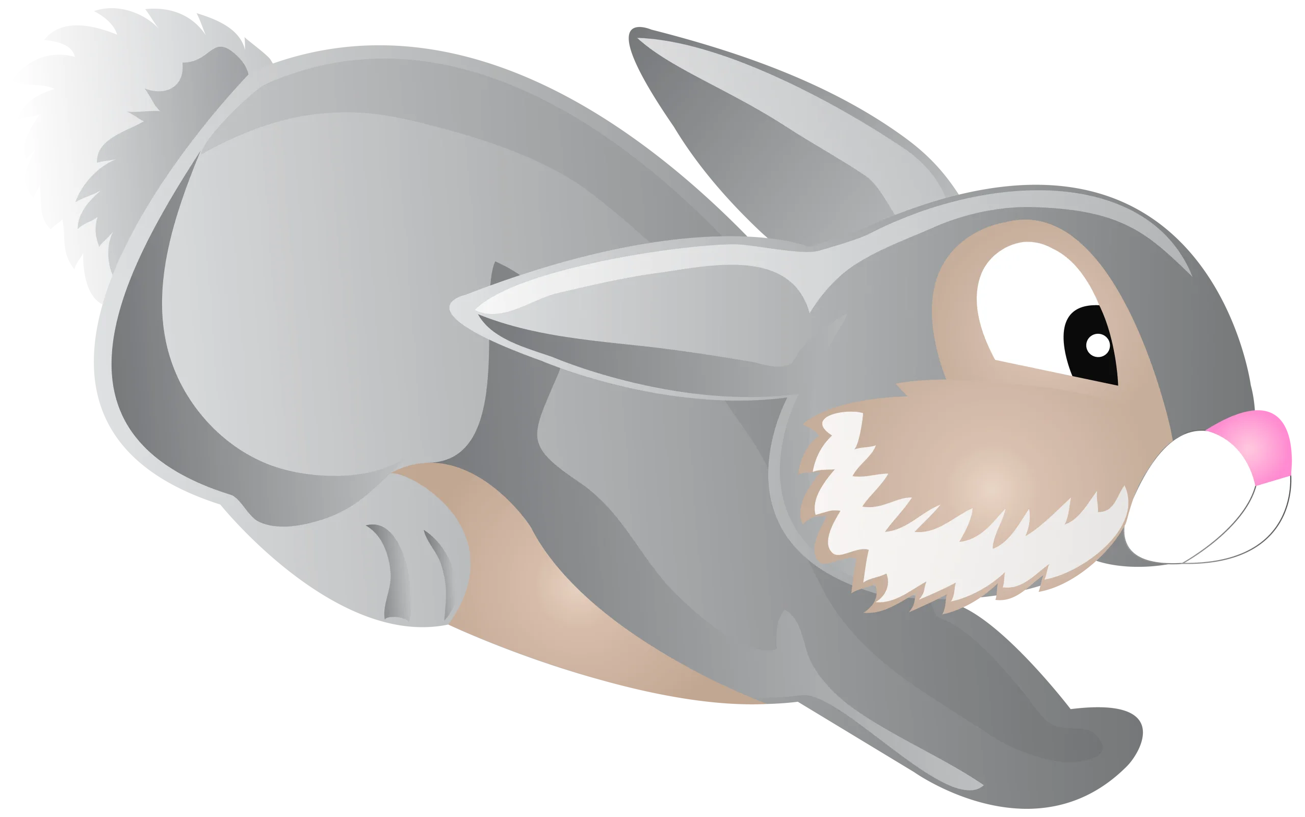 Adorable Gray and Tan Cartoon Rabbit Leaping Clipart Illustration