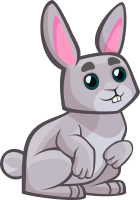 Adorable Gray Bunny Clipart: Cute Cartoon Rabbit Illustration with Expressive Features
