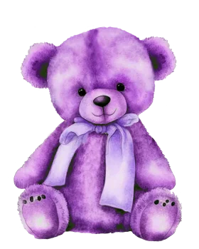 Adorable Lavender Plush Teddy Bear Clipart with Soft Bow Accent