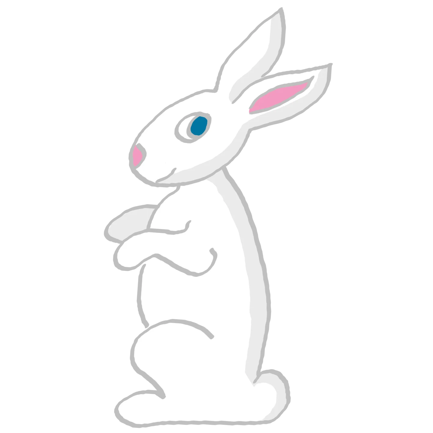 Adorable Minimalist White Bunny Clipart - Simple Cartoon Rabbit Illustration