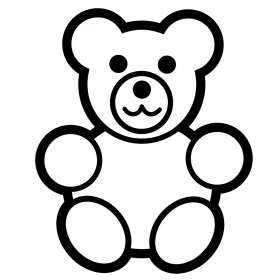 Adorable Monochrome Teddy Bear Clipart: Simple and Charming Design