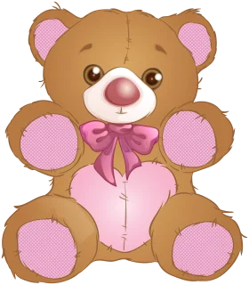 Adorable Pink and Brown Soft Teddy Bear Clipart with Heartwarming Design