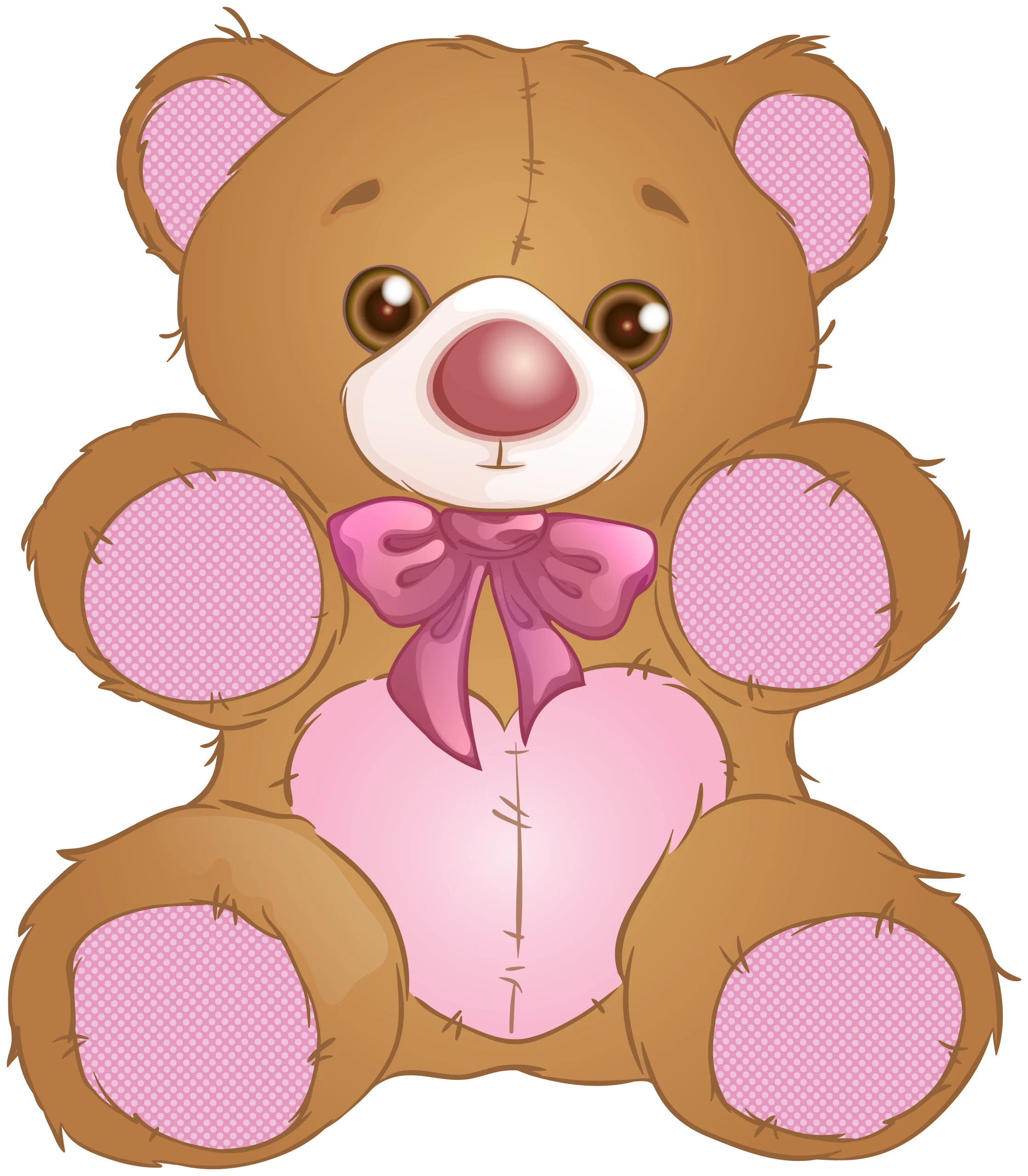 Adorable Pink and Brown Soft Teddy Bear Clipart with Heartwarming Design