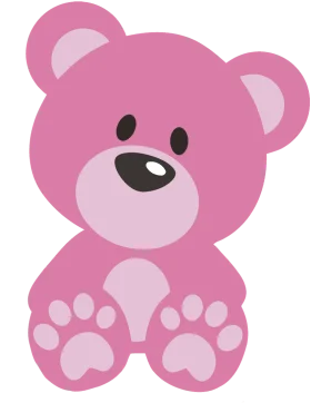 Adorable Pink Teddy Bear Clipart - Cute Soft Plush Cartoon Character Design