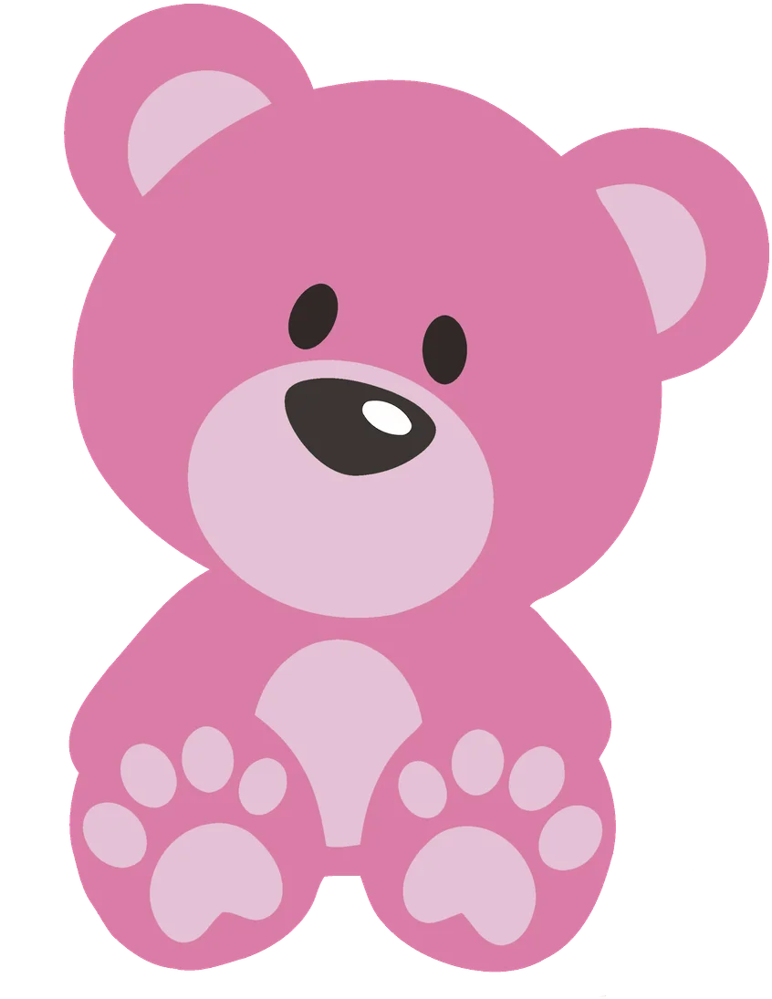 Adorable Pink Teddy Bear Clipart - Cute Soft Plush Cartoon Character Design