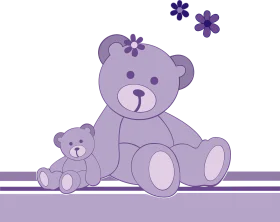 Adorable Purple Teddy Bears Clipart: Cute Plush Companions in Soft Lavender Tones