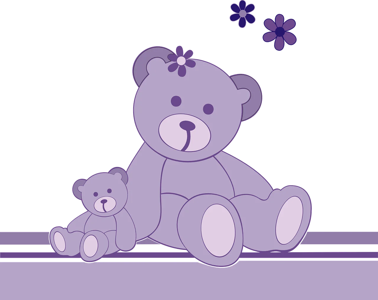 Adorable Purple Teddy Bears Clipart: Cute Plush Companions in Soft Lavender Tones