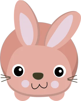 Adorable Round Pink Bunny Clipart with Cute Expressive Facial Features