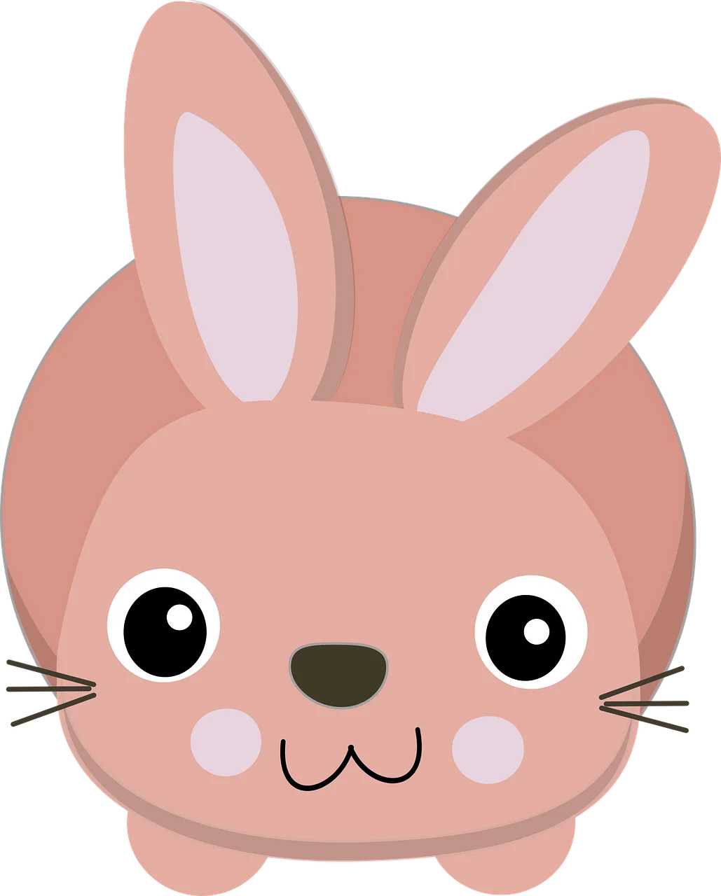 Adorable Round Pink Bunny Clipart with Cute Expressive Facial Features