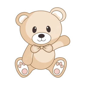Adorable Soft Beige Teddy Bear Clipart with Cute Rounded Features and Playful Pose