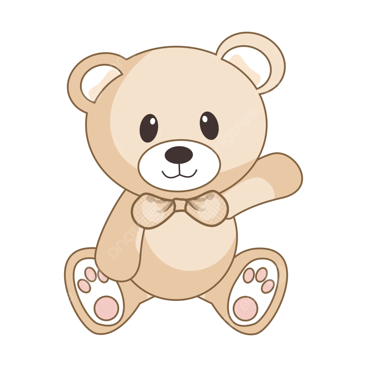 Adorable Soft Beige Teddy Bear Clipart with Cute Rounded Features and Playful Pose
