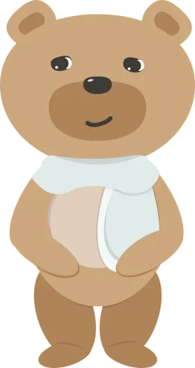 Adorable Soft Brown Teddy Bear Clipart with Cozy White Scarf
