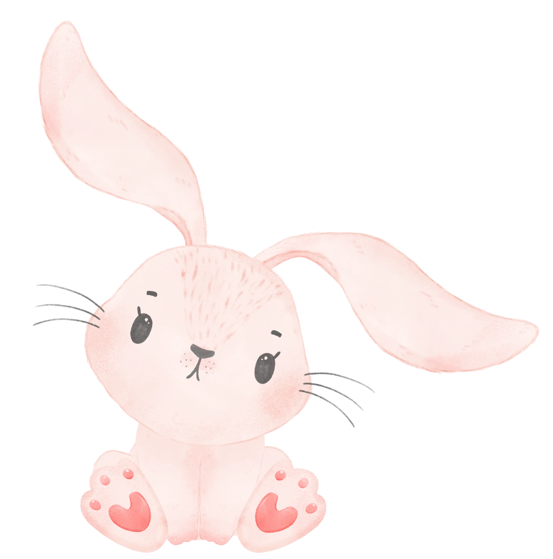 Adorable Soft Pink Bunny Clipart with Floppy Ears and Cute Expression