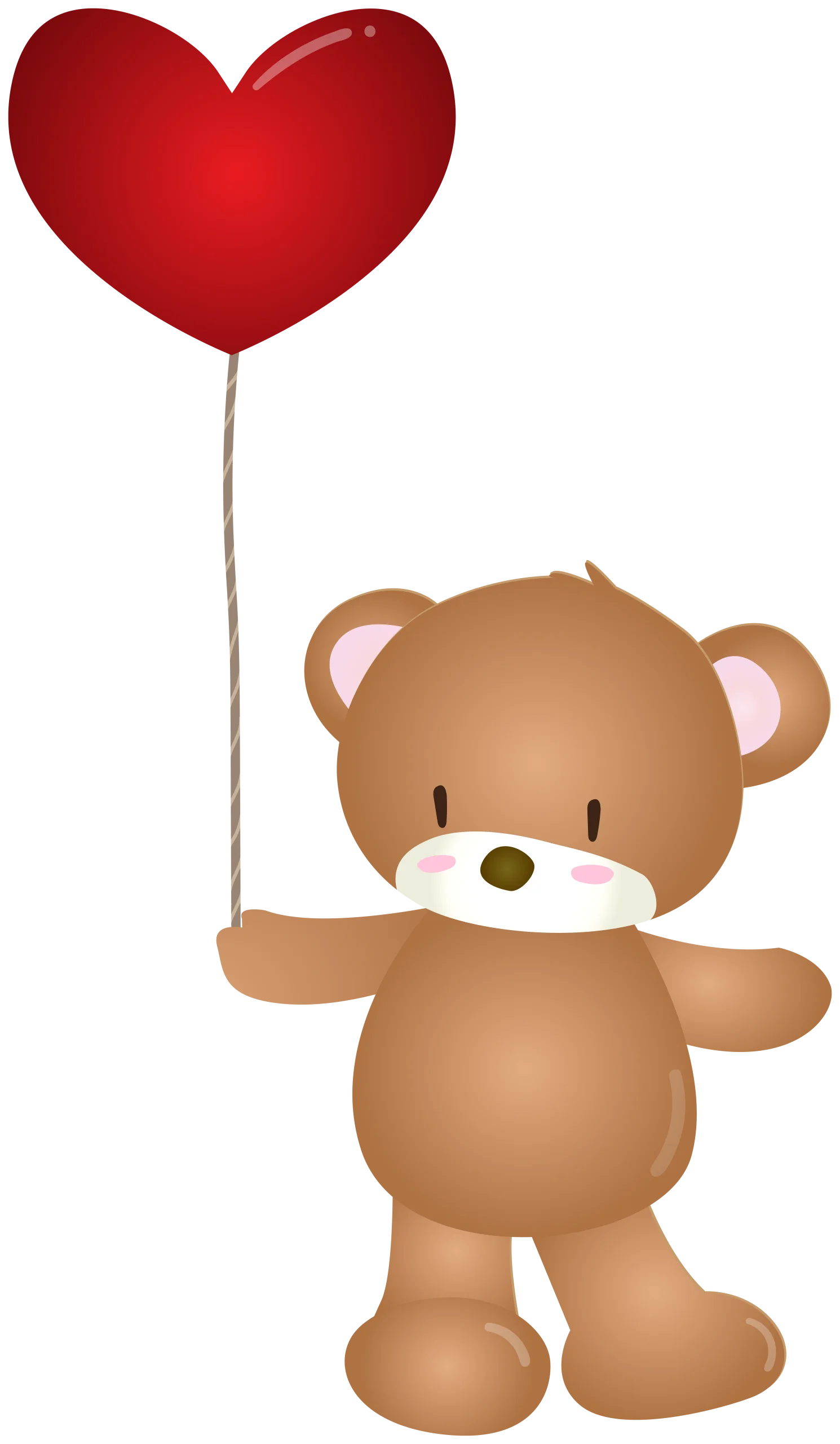 Adorable Teddy Bear Clipart Holding a Romantic Heart-Shaped Red Balloon