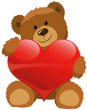 Adorable Valentine Teddy Bear Holding Oversized Heart Clipart Design