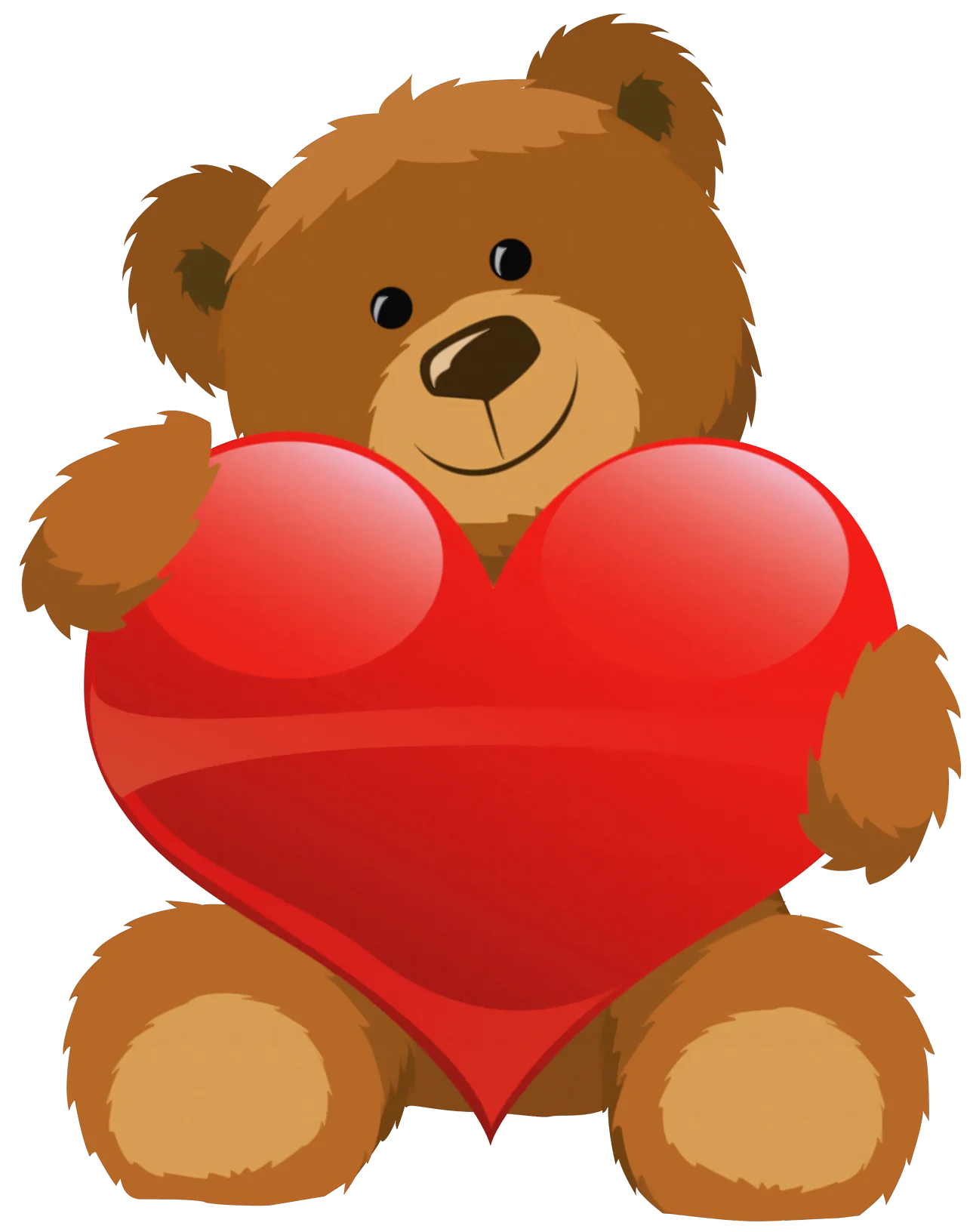 Adorable Valentine Teddy Bear Holding Oversized Heart Clipart Design