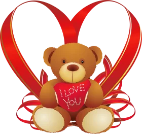 Adorable Valentine's Day Teddy Bear Holding I Love You Heart Clipart Design