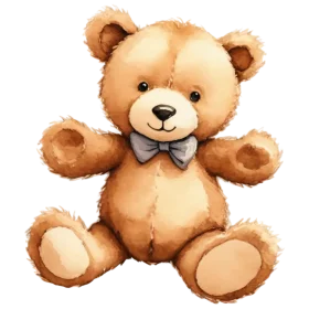 Adorable Vintage-Style Teddy Bear Clipart with Charming Bowtie