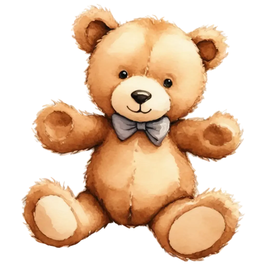 Adorable Vintage-Style Teddy Bear Clipart with Charming Bowtie