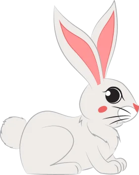 Adorable White and Pink Bunny Clipart with Soft Cartoon Style Design