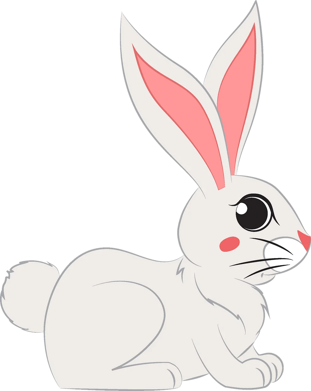 Adorable White and Pink Bunny Clipart with Soft Cartoon Style Design