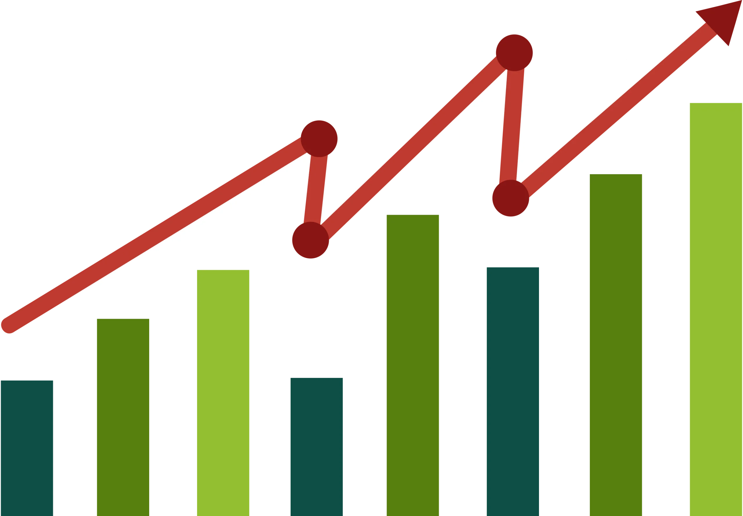 Business Performance Growth Chart Clipart with Ascending Arrow and Bar Graph