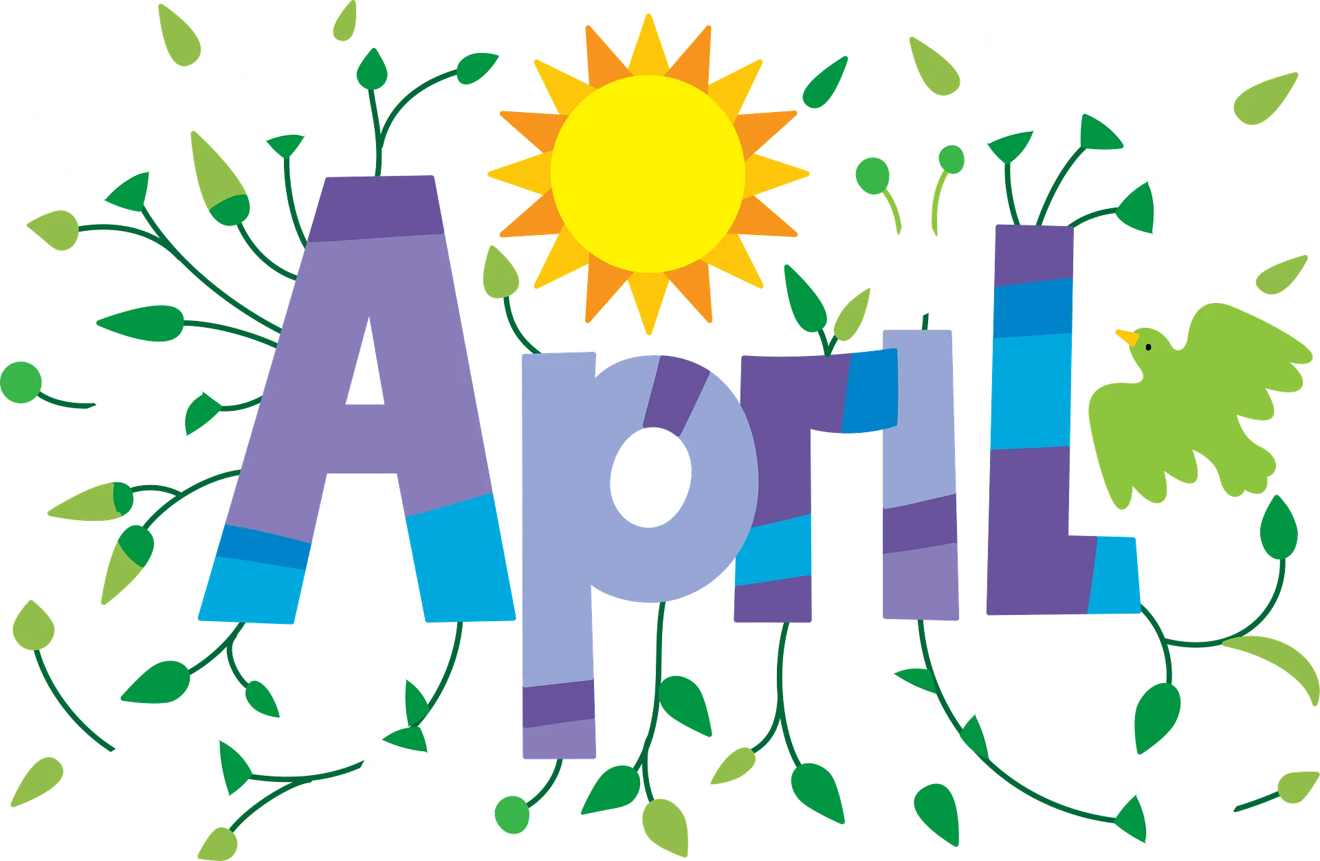 Cheerful April Springtime Clipart Celebrating Renewal and Blossoming Nature