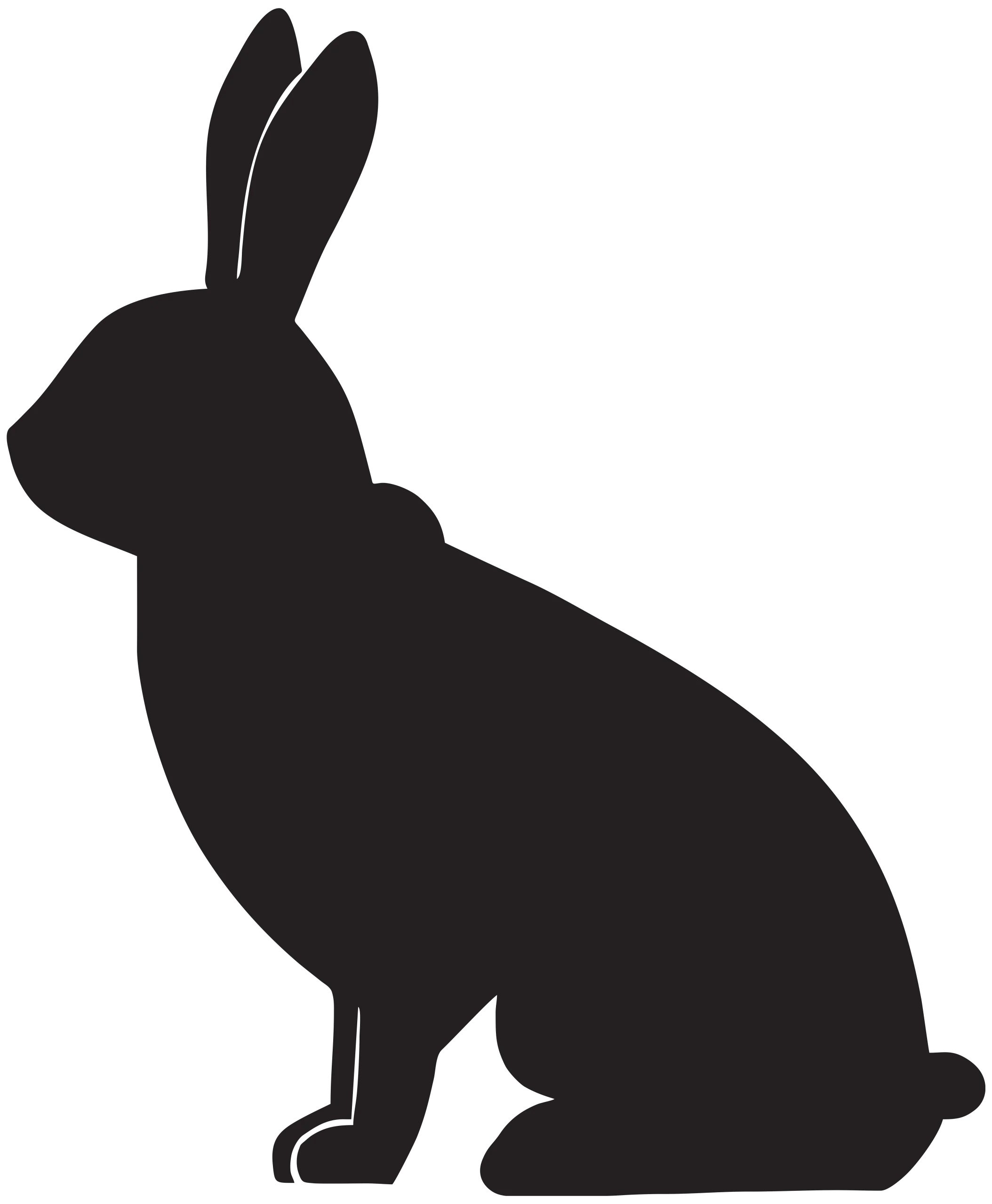 Classic Black Silhouette Rabbit Clipart - Minimalist Bunny Graphic Design Element