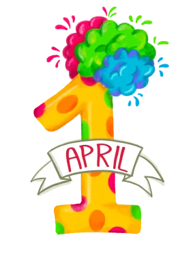 Colorful Number One April Celebration Clipart with Playful Fireworks Design