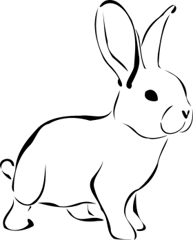 Elegant Black and White Minimalist Rabbit Clipart Illustration