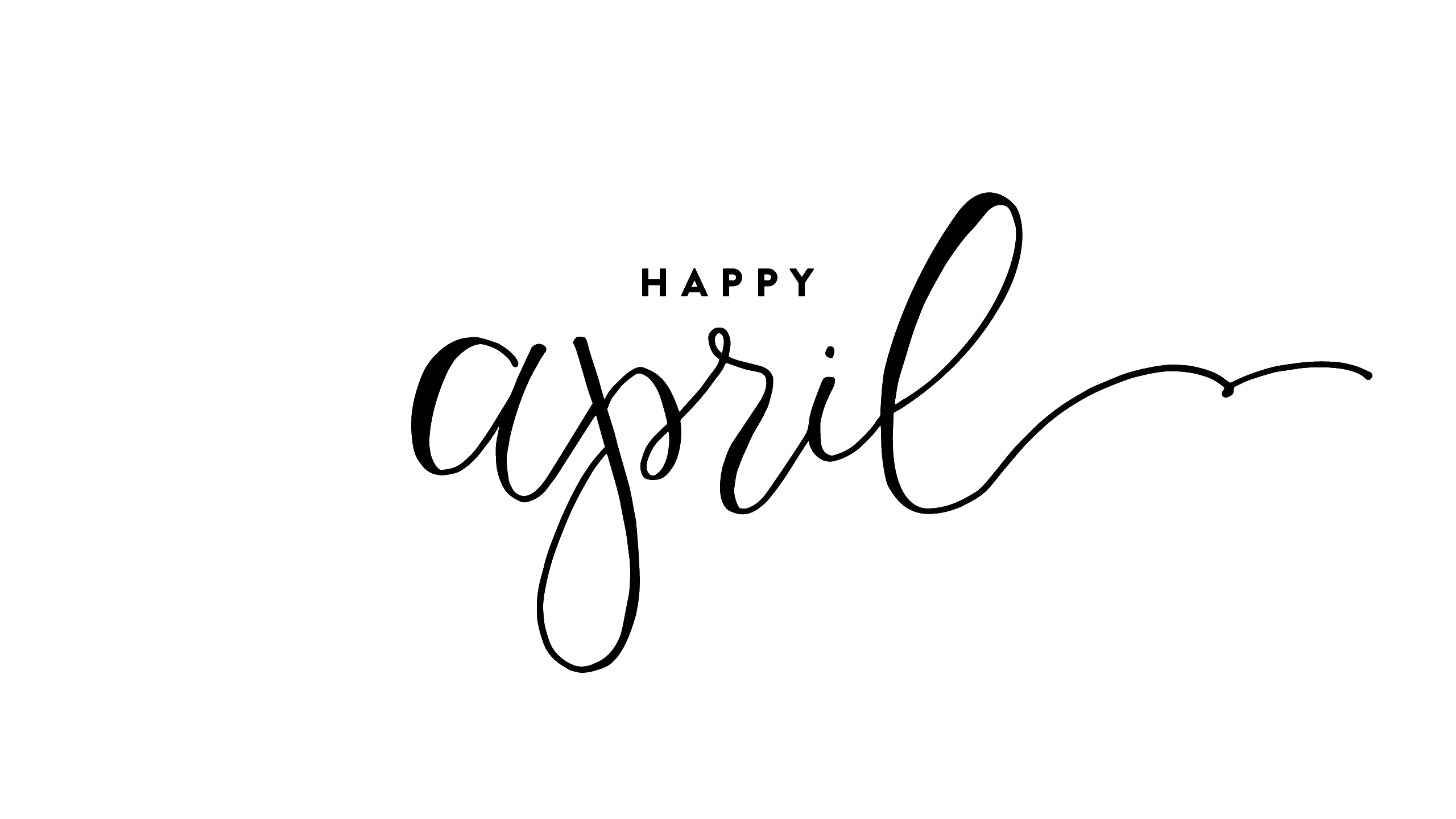 Elegant Handwritten Happy April Calligraphy Clipart with Graceful Swirl