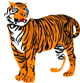 Fierce Bengal Tiger Clipart Illustration with Bold Orange and Black Stripes