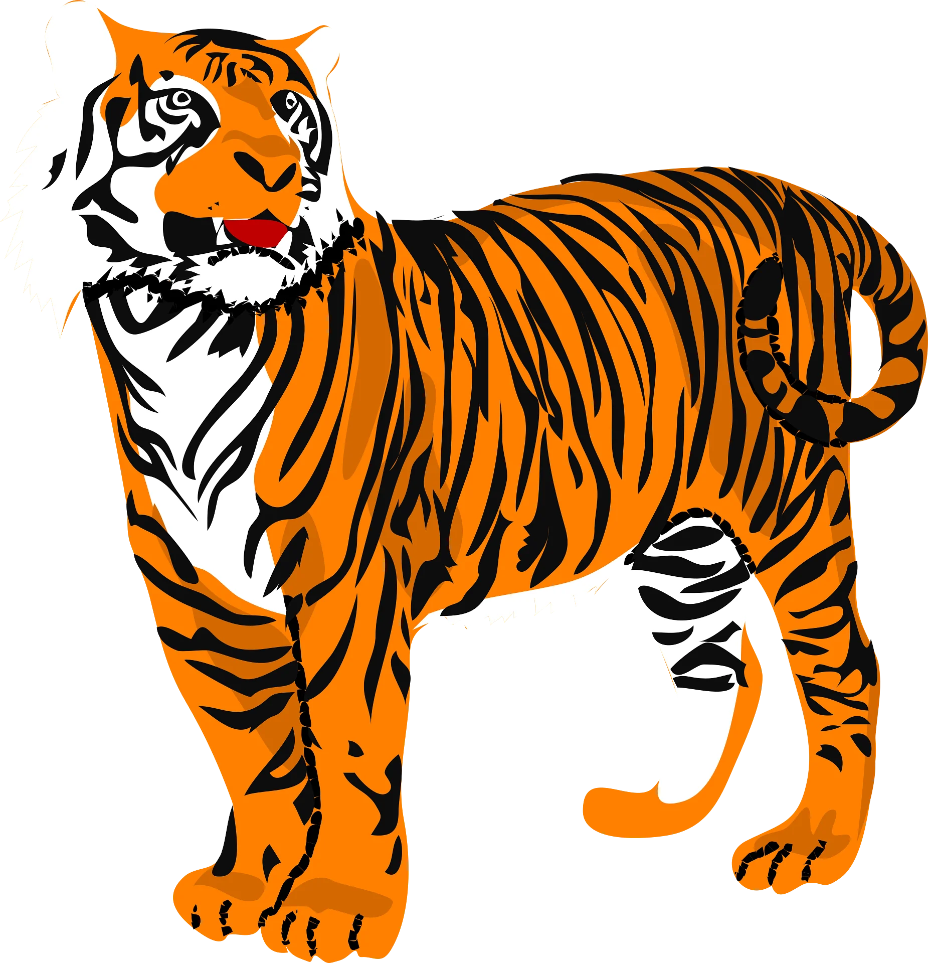 Fierce Bengal Tiger Clipart Illustration with Bold Orange and Black Stripes