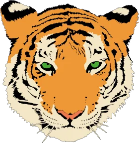 Fierce Emerald-Eyed Bengal Tiger Head Clipart Illustration Design