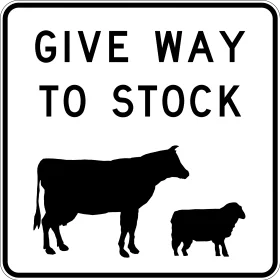 Give Way to Livestock Road Sign Clipart - Agricultural Warning Symbol