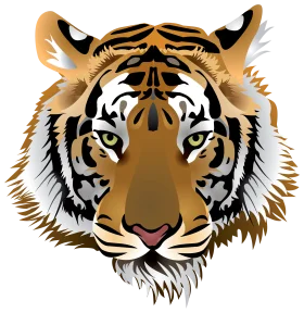 Majestic Bengal Tiger Head Graphic Clipart - Fierce and Detailed Wildlife Illustration